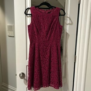 Adrianna Papell pink fuchsia lace dress with pockets